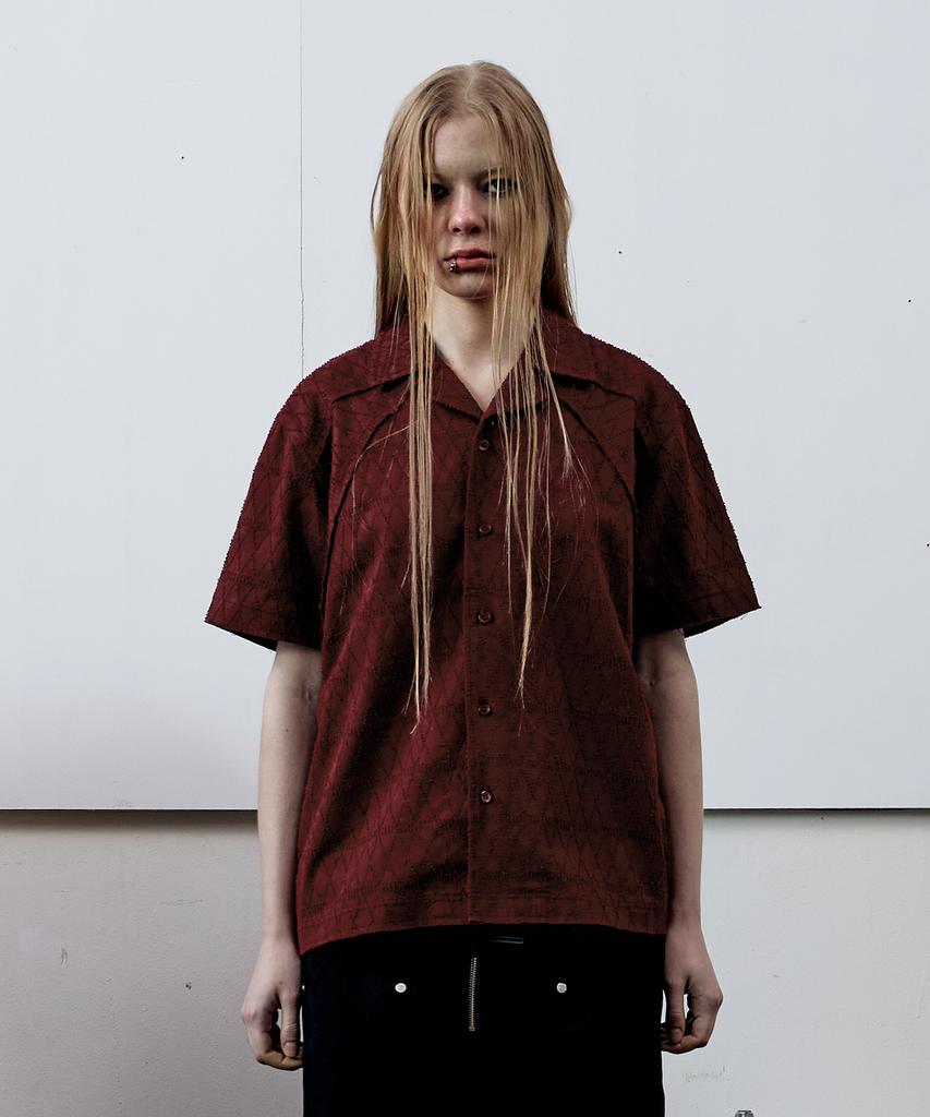 THEVINYLHOUSE Texture Check Shirts Wine