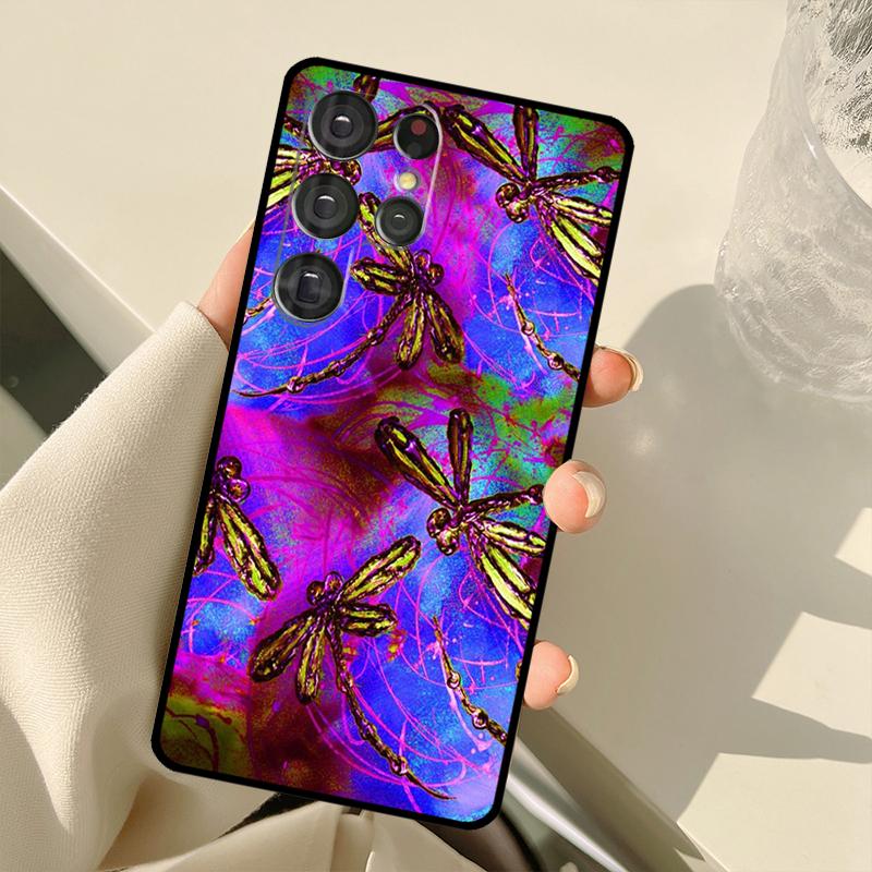 Luxury Dragonfly Case For Samsung Galaxy S22 Ultra S21 S20 S24 S25 Ultra S9 S10 Plus S23 FE S25 FE Back Cover