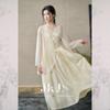 JK&JS Tencel Jacquard Embroidered New Chinese Style Vest Dress