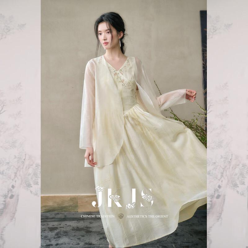 JK&JS Tencel Jacquard Embroidered New Chinese Style Vest Dress