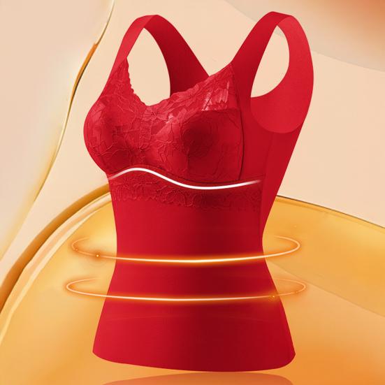 Women's Thermal Tank Tops with Built In Bra Lace Padded Sleeveless Camisole Undershirt Soft Warm Base Layer Vest