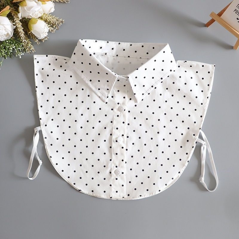 Fashion White Printed Collar Lapel Shirt Fake False Collar For Women Black Detachable Collars For Women Half Shirt Faux Col Tie