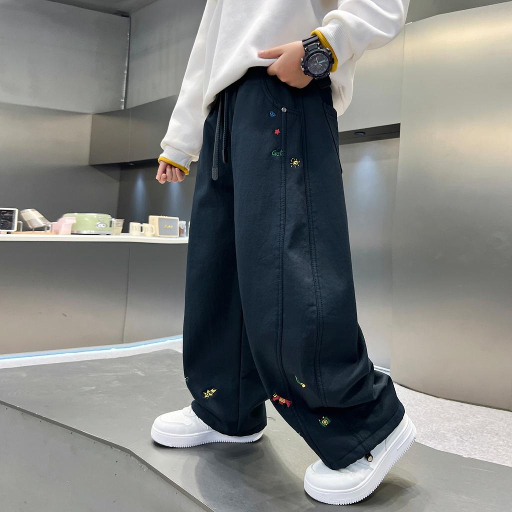 Boys’ Trousers – Spring/Autumn Style, Large Sizes: Spring Wide-Leg Cuffed Trousers – Boys’ Spring Casual Trousers – Trendy