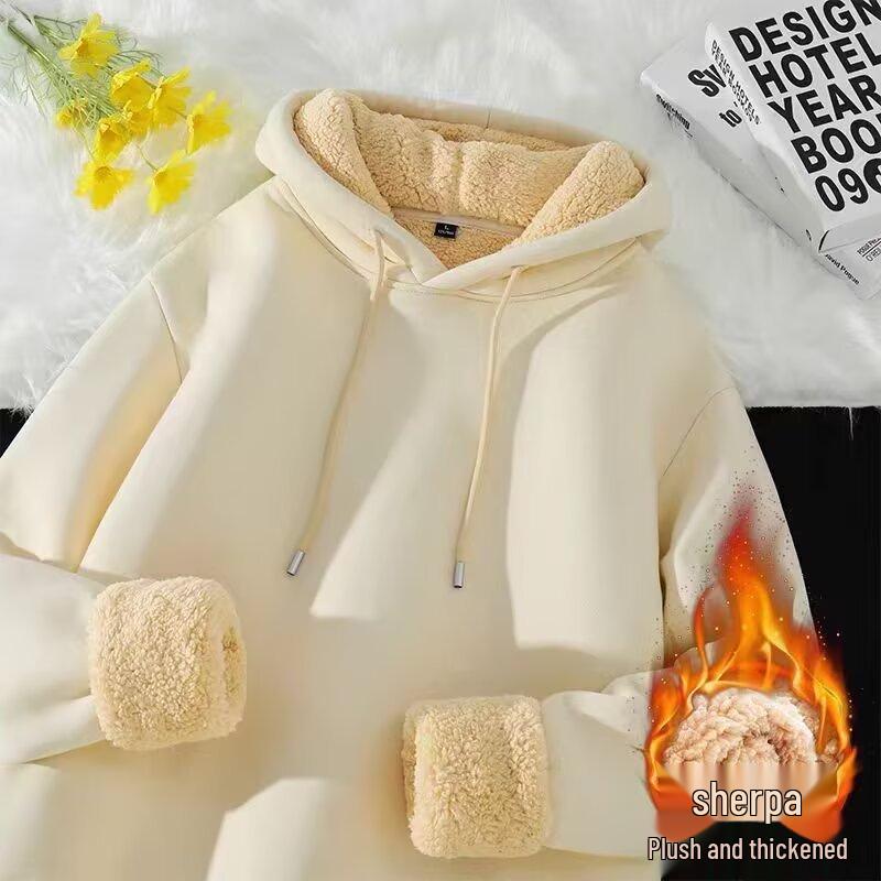 Men's Lambswool Hoodie - Autumn/Winter 2025 Unisex Style, Plus Velvet Thick Heavyweight Jacket