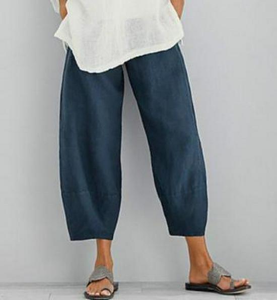 Elastic Waist Cotton Linen Loose Casual Pants for Women - Spring/Summer Collection
