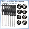 A51K-11Pcs Carburetor Adjustment Screwdriver Tool Kit With Carb Cleaning Needles Brushes Fit For Common 2 Cycle Carburator
