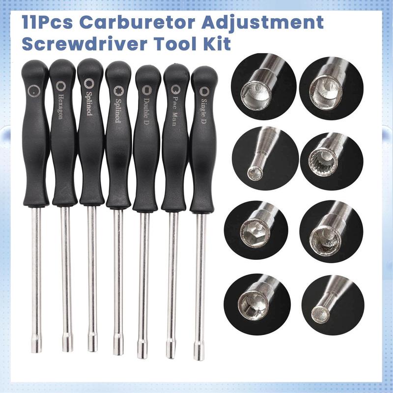 A51K-11Pcs Carburetor Adjustment Screwdriver Tool Kit With Carb Cleaning Needles Brushes Fit For Common 2 Cycle Carburator