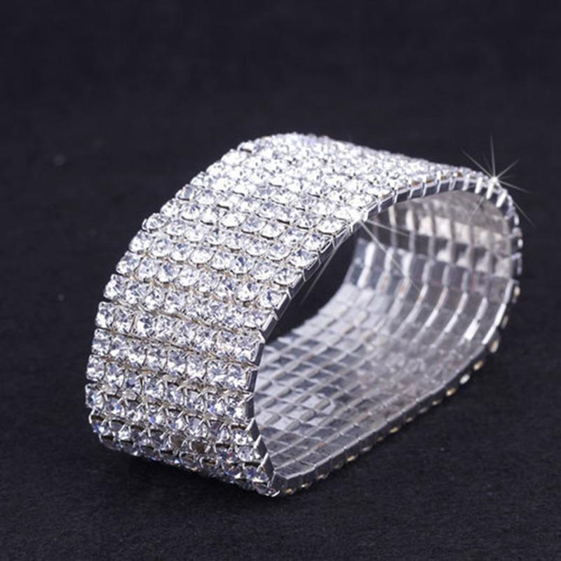 Wedding Elastic Rhinestone Stretch Bracelets,Twinkle Diamond Tennis Bangle,Band Silver Crystal Sparkling Bridal Stackable Bracelet