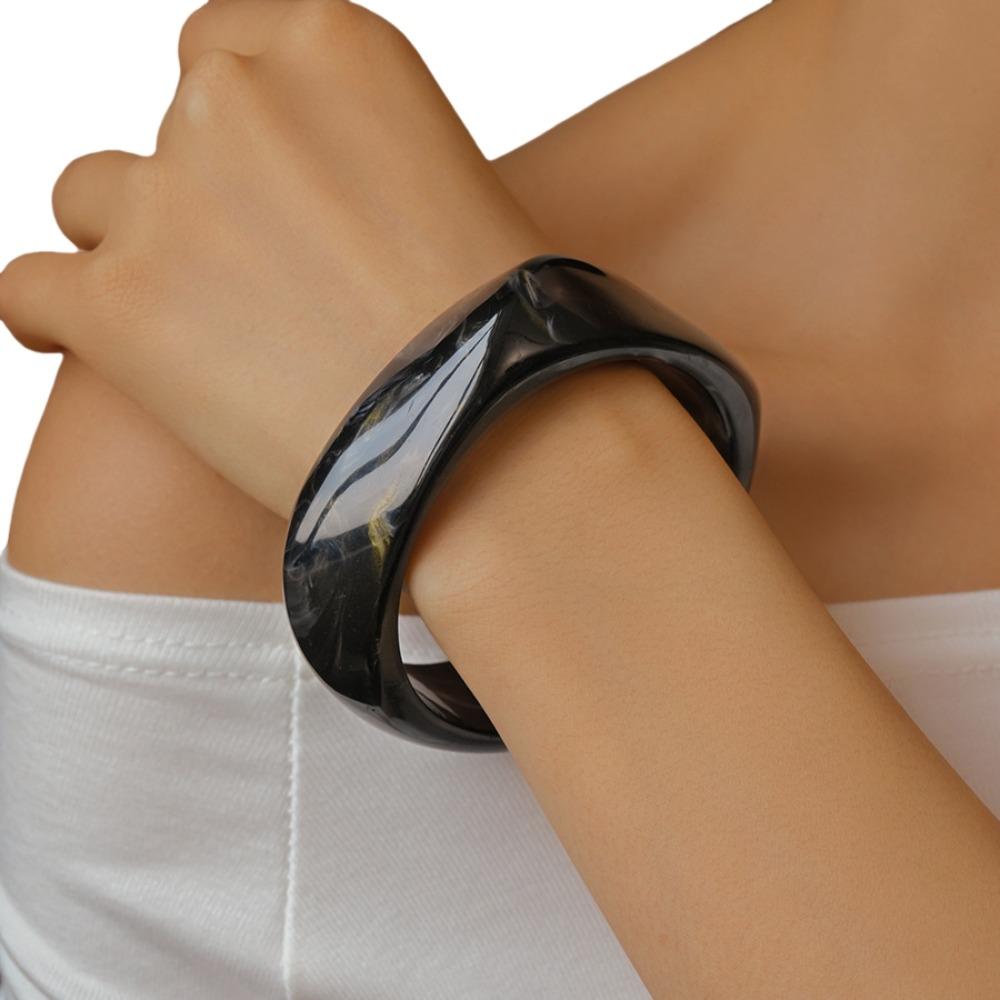 Bohemian Acrylic Bangle Smudging Retro Hand Ring Cute Irregular Wide Bracelet  Decoration
