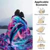 1pc Dolphin Printing Lightweight Flannel Blanket, Comfortable and Warm Blanket, for Camping Sofa Bed and Couch Office, Gift