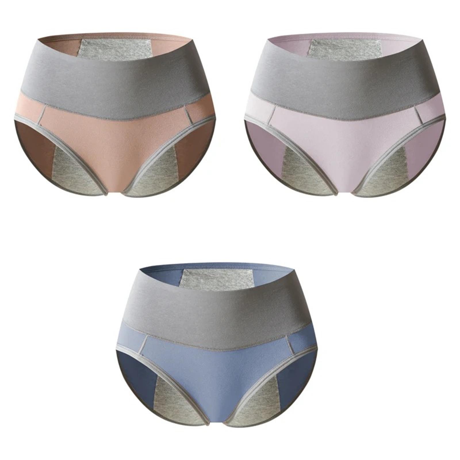 

3 Pack High Waist Women s Leak Proof Menstrual Cotton Underwear Plus Size Physiological Briefs Nude Pink Blue S