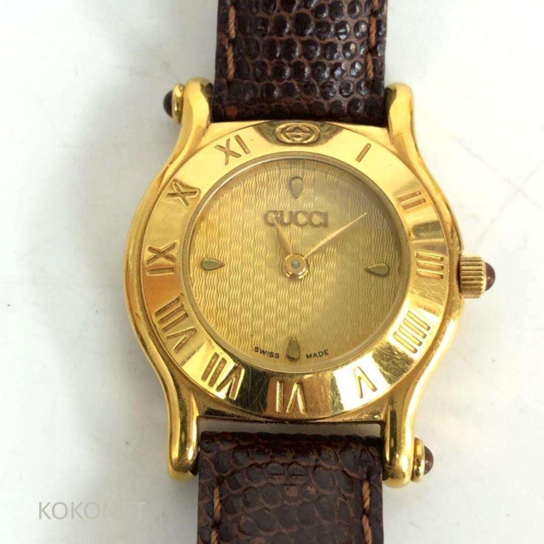 Used GUCCI 6500L Ladies Watch Quartz Gold Roman Bezel Round Vintage Working Item Authentic Watch