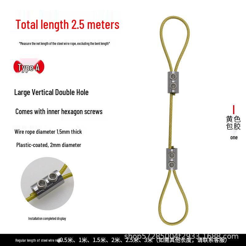 Adjustable Steel Wire Rope with Plastic Coating - Light & Picture Hanging System with Lock Buckle