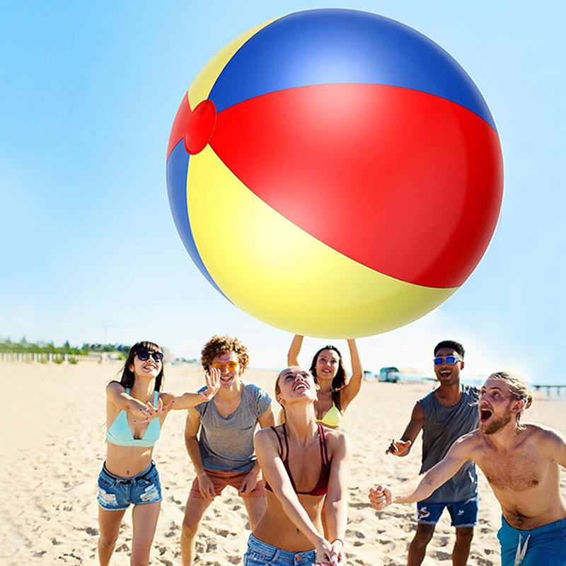 Large Inflatable Three-Color Beach Ball for Outdoor Fun and School Sports Activities