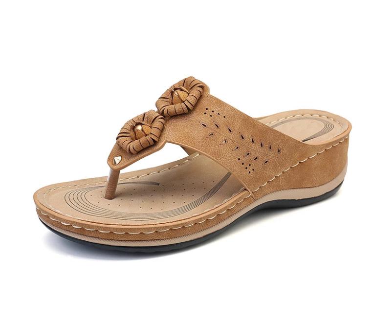 Wedges Summer Woman slides Shoes Retro Beautiful Flowers Non-slip Lightweight Large Size Comfort Female Slides Outside Slippers7