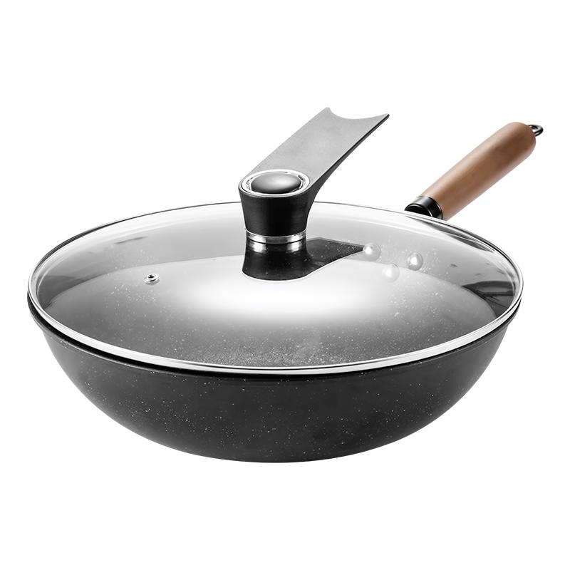 MAXCOOK 32cm Non-stick Iron Wok with Lid