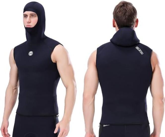 MORGEN SKY Wetsuit 3mm Wet Vest Hooded Vest Inner Warm Jersey Lining Fishing Spear Fishing Diving Fishing 1403B Men's (3XL)