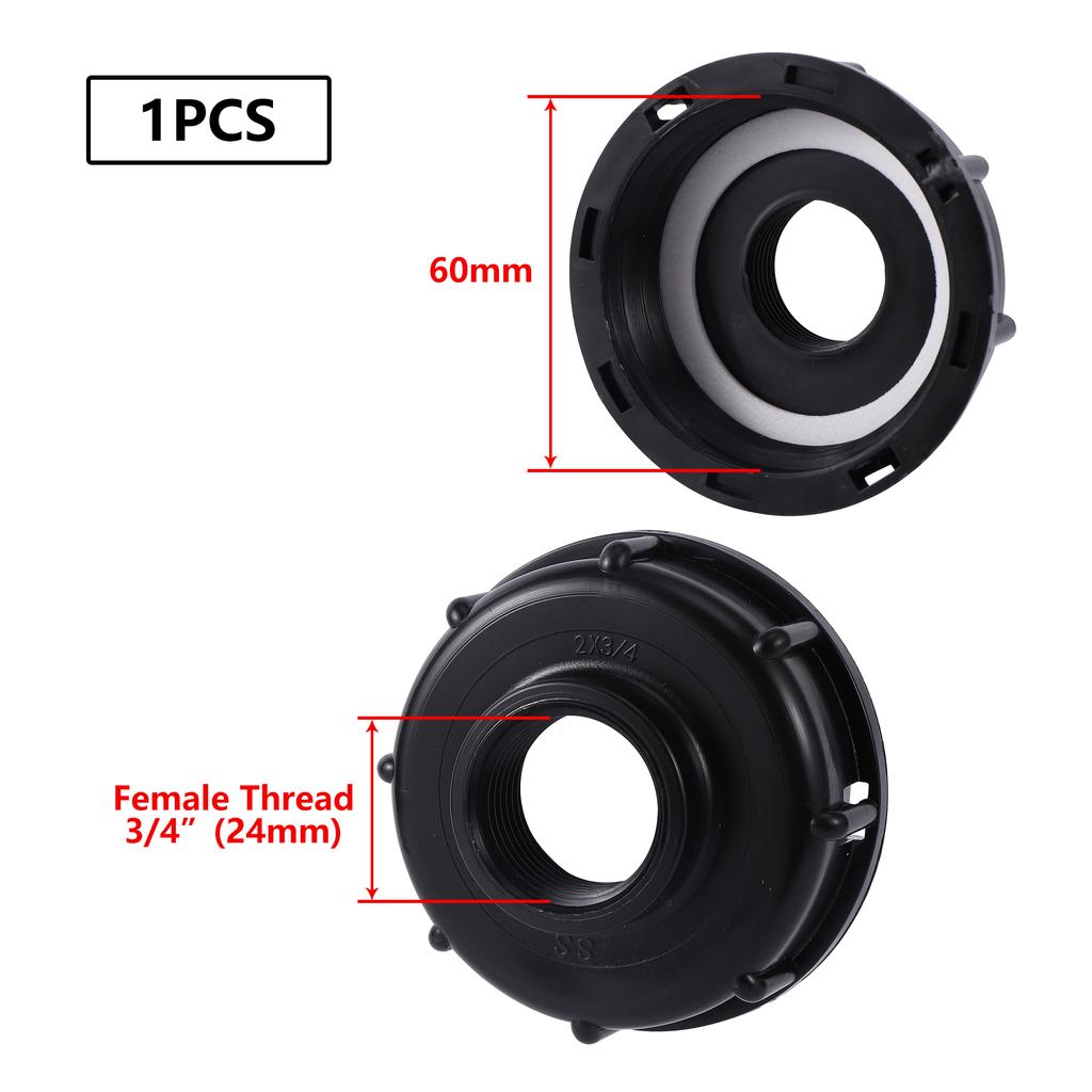 S60X6 IBC-Tankadapter für Gartenbewässerung, Wasserwürfelventilanschluss 1/2", 3/4", 1", Kugelhahn, Schlauchschalter, Wasserhahnanschluss