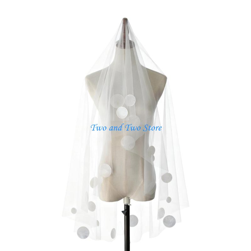 HX6F Elegant Wedding Veils With Sea Shell Decoration Bridal Shower Veils for Ceremony белый