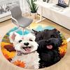 1 Stück Welpen Blumen Büro Runder Teppich, Matte Geeignet Für Büro, Unter Bürostühlen Schlafzimmer Wohnzimmer Heimdekoration, Zimmer Deko