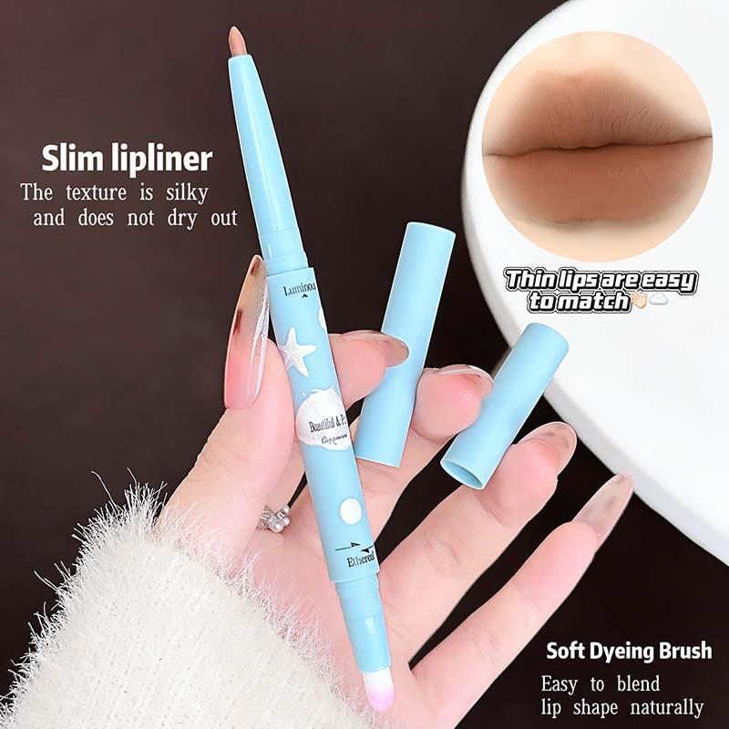 Cappuvini Double-Head Matte Lipstick Waterproof Velvet Nude Lip Liner Pencil Red Brown Pigment Lips Makeup Long Lasting Lip Tint