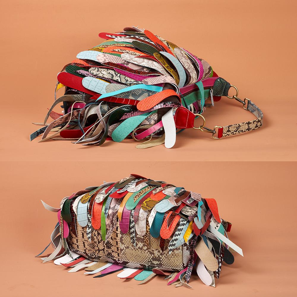 Ekte Lær Dameveske Street Fashion Veske Duskveske Enkel Skulder Crossbody Veske Underarmsveske