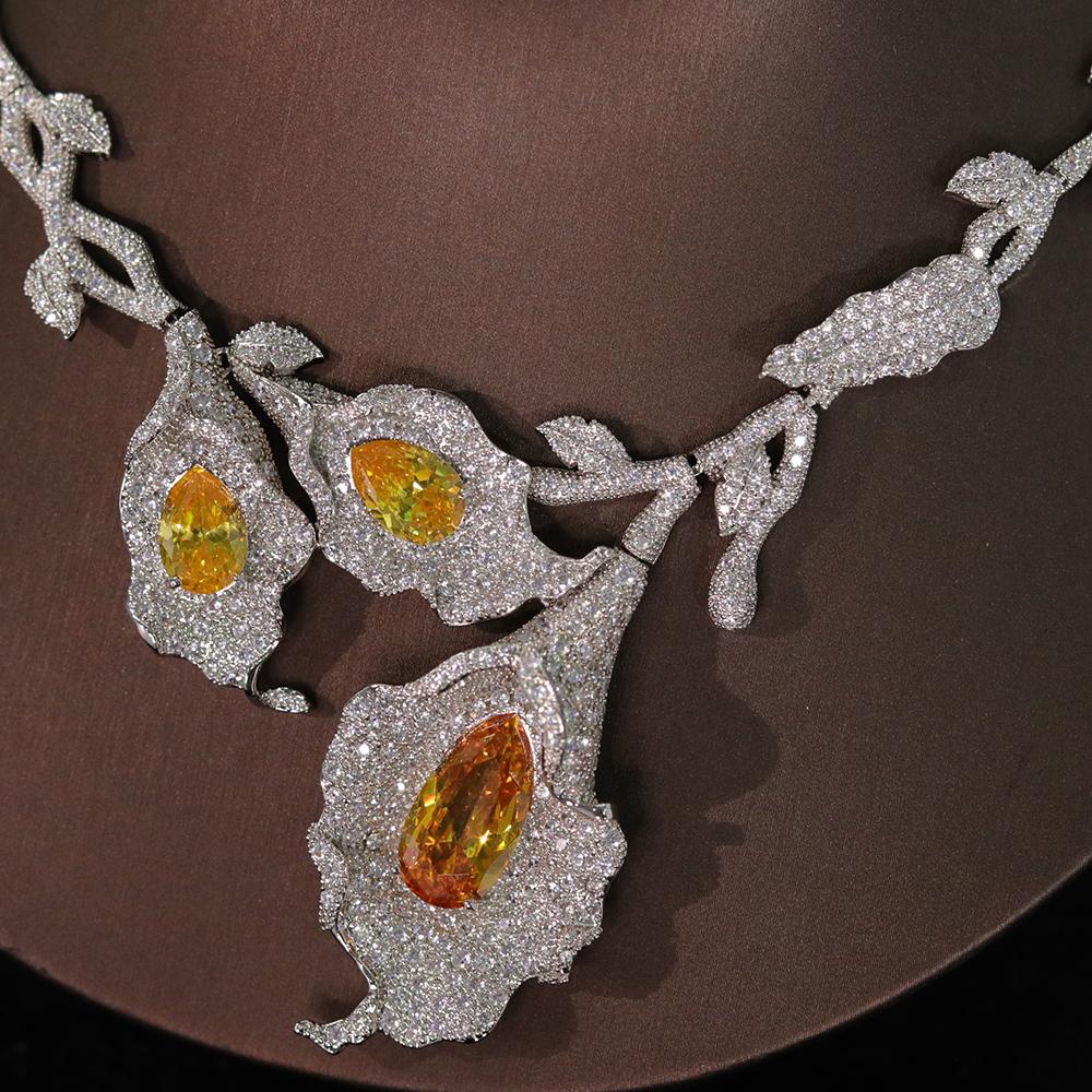 ASNORA Unique Flower Design Necklace Fashion Bridal Wedding Cubic Zirconia For Women Classic Party Jewelry Sets for Women