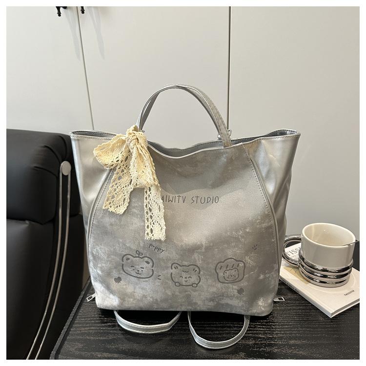 

Тенденция в стиле колледжа новый простой принт большая вместимость повседневная простая наплечная сумка-тоут рюкзак