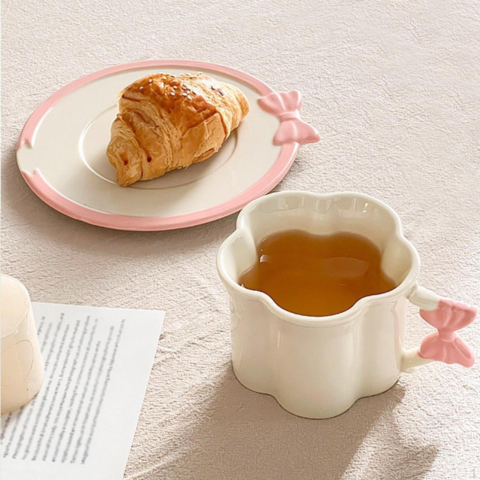 

Керамическая кофейная кружка, чайная чашка, подарок с ручкой для холодных напитков, молока, воды White Pink