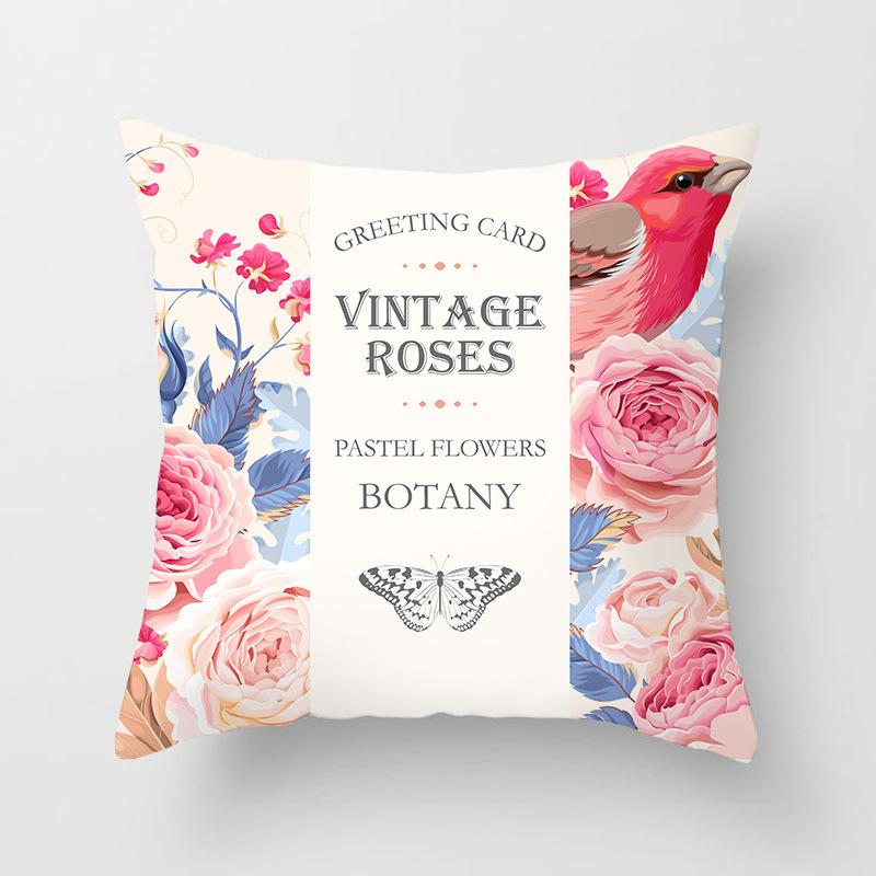 Nordic Style Spring Flower Print Pillowcase Living Room Office Sofa Cushion Cover Home Decor Pillowcase