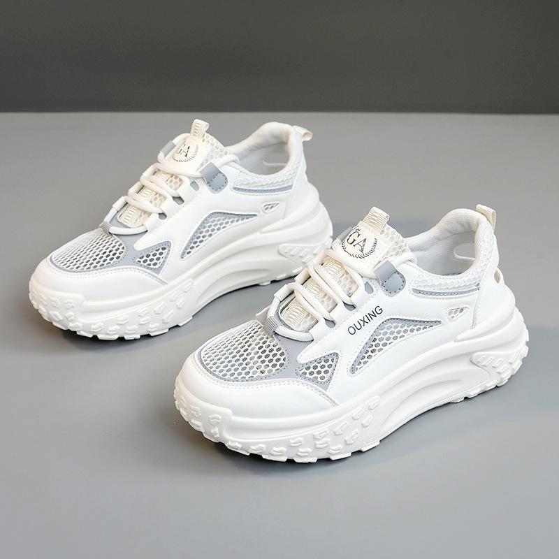 

[Customized] SH621 New Dad Shoes Women s 2025 Spring and Summer Breathable Height Increase Thick-soled Mesh Versatile Little White Shoes 40