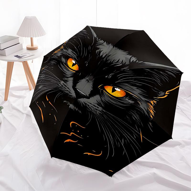 1pc Cat faceOpen/Close Umbrella-Windproof, Compact Travel Umbrella, Sturdy 8-Rib Shaft, Outdoor Accessory1187