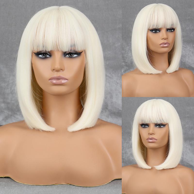 LISI HAIR Dámská móda Délka po ramena Hnědá Rovná Bobová paruka s ofinou Syntetické vlákno Přírodní barva Bobová paruka na denní nošení