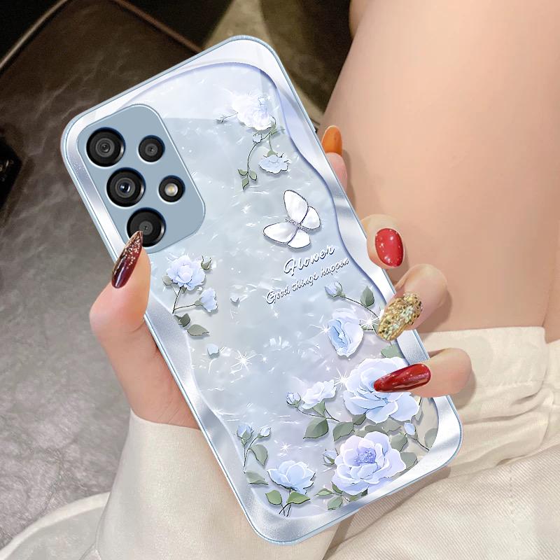 Etui na telefon z motylem i pyłkiem dla Samsung Galaxy S10 4G S20 11E 30 S21 21Fe 22 S24 Pro S23 Ultra 5G S8 S9 Hartowane szkło