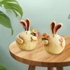 2Pcs Figurines Garlic Rabbit Wooden Crafts Ornaments Living Room Home Accessories Decor Creative Wedding Gifts Ornaments