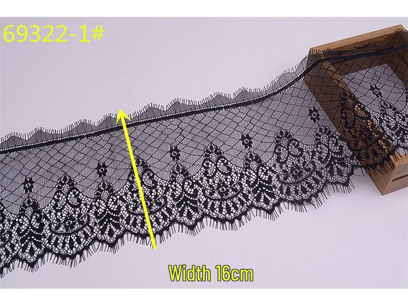 3m Black & White Eyelash Lace Fringe Trim for DIY Clothing - Multiple Styles, Non-Elastic, Soft Skirt Hem Decor.
