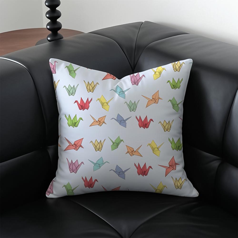 Warm Paper Cranes Cushion Cover Pillow Case Antidustmite Invisible Zipper Silky Plush Cushion