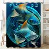 Blue Fish Print Shower Curtain Modern Watercolor Artistic Bathroom Decor for Home Decoration