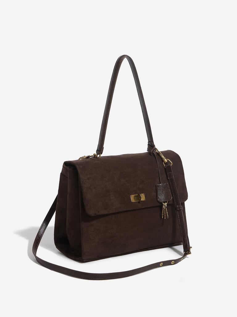 Suede Messenger Tote: Large Commuter Crossbody Handbag for Laptops