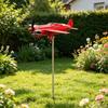 Red Airplane Wind Spinner 3D Kinetic Metal Wind Sculpture 360 Rotating Windmill Stake Yard Art for Front Porch Backyard Lawn Flower Bed Garden Decor