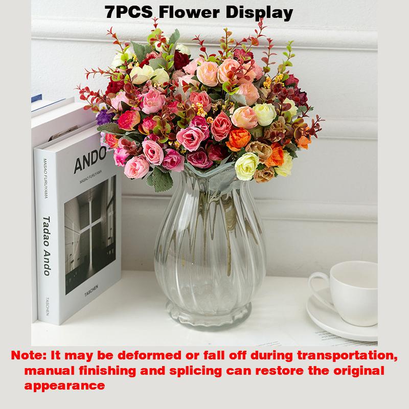 21 Heads Artificial Fake Rose Bouquets Flowers Decoration for Table Home Office Wedding Bridal Shower House Kitchen Decoration
