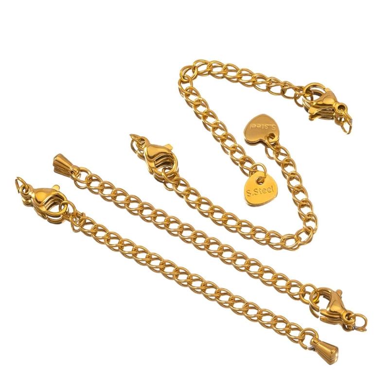 Pack of 10pcs Stainless Steel Adjustable Lobster Clasp Extension Chain for Jewelry Making and Bracelet Extender