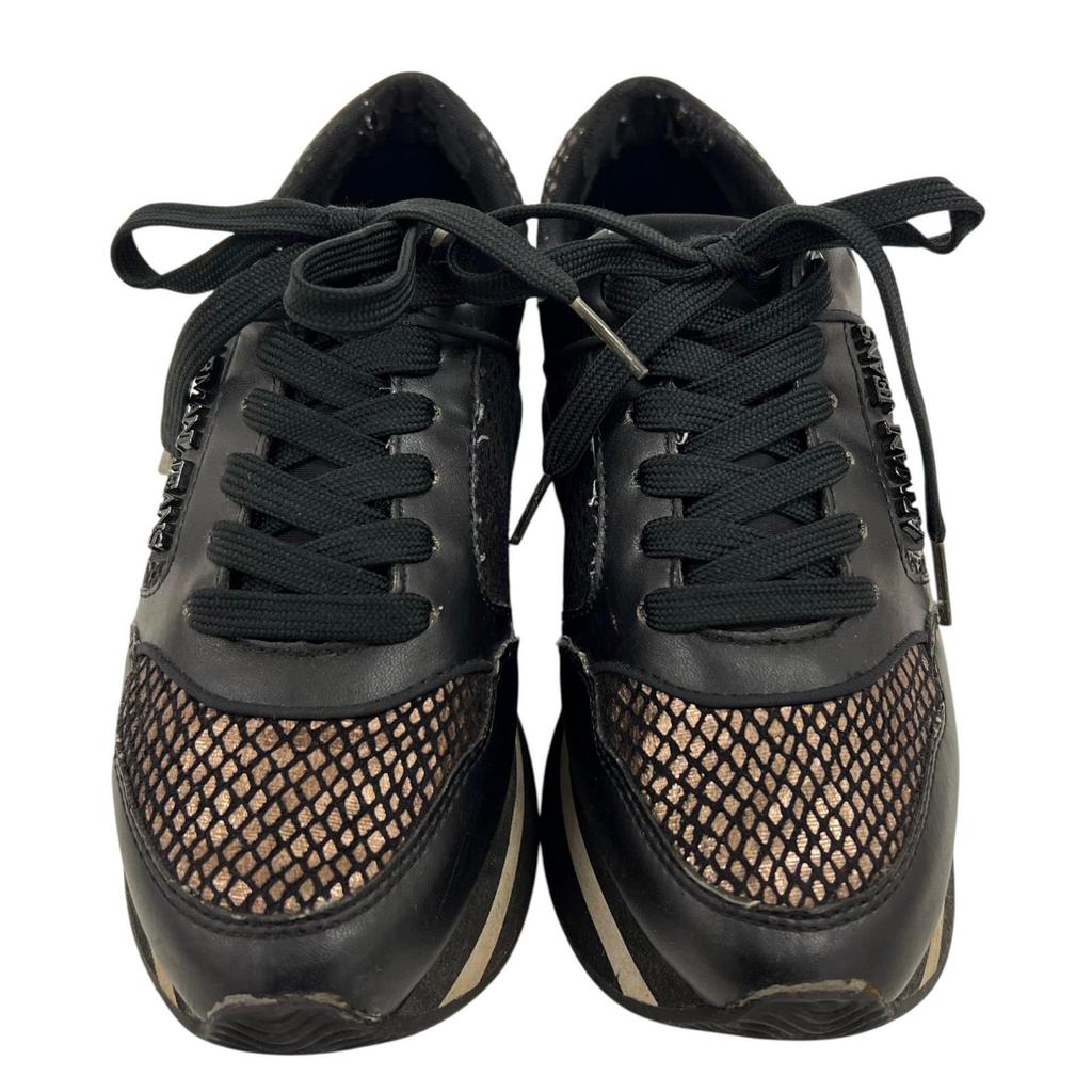 ARMANI JEANS sneakers black Women JP23 EU36 US5 Mesh pattern, thick sole used