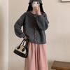 Autumn and Winter New Simple Style Solid Color Versatile Knitted Cardigan Loose Lazy Style Sweater Jacket Top