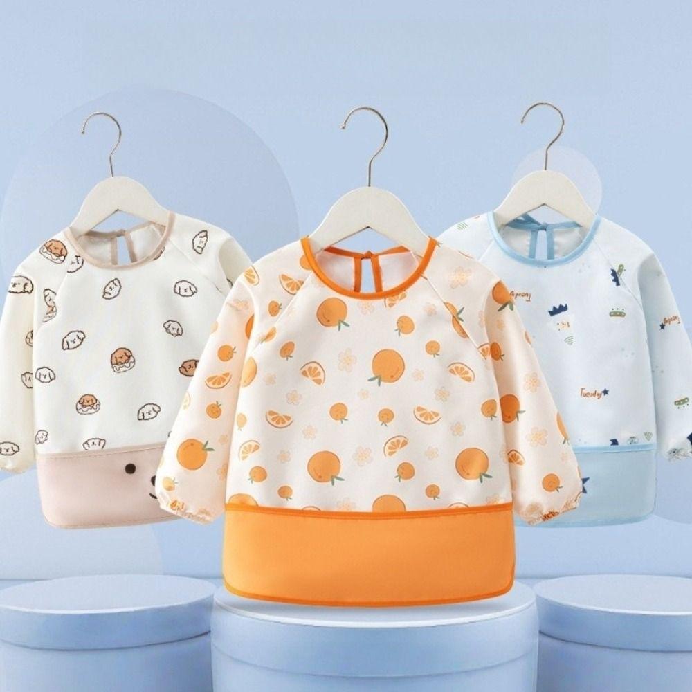 Neue langärmelige Baby-Lätzchen wasserdicht mit Taschen Kinder-Schürze fleckenabweisend Säuglings-Brustlatz für Kinder beim Essen