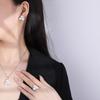 Copper-plated Real Gold Live Broadcast Hot Fashion Shell Pearl Micro-inlaid Diamond Stud Earrings, Necklace Three-piece Set for Women