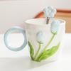 Ins High Value Tulip Mug Niche Design Sense Ceramic Cup for Girls Drinking Water Cup Coffee Cup for Home Use