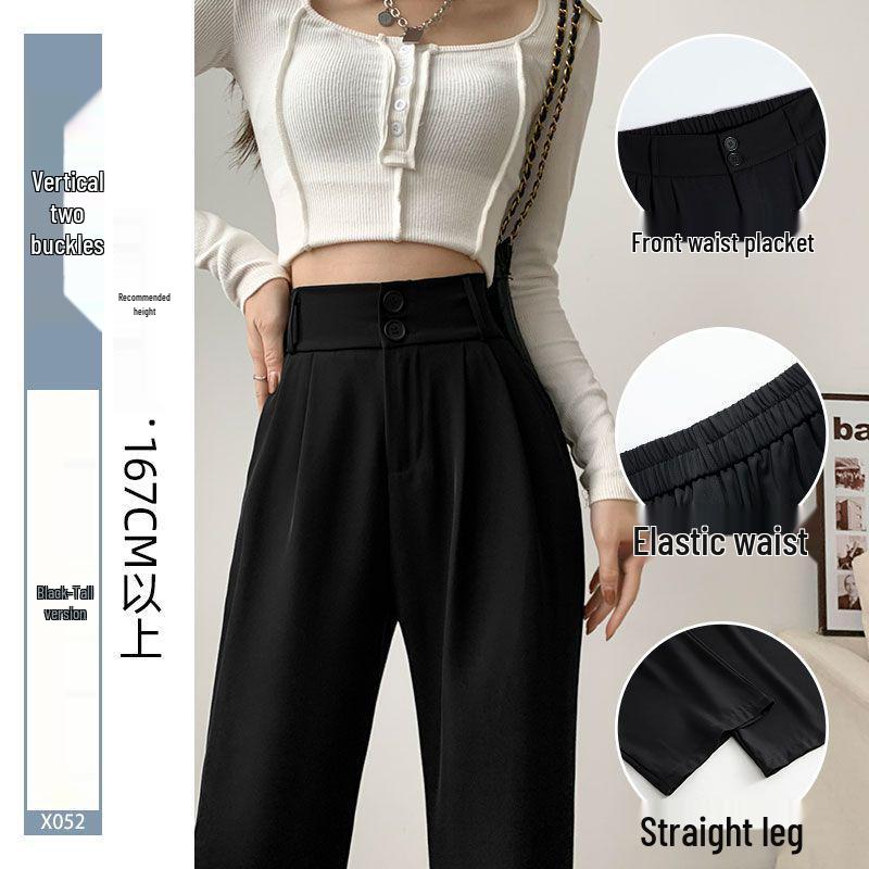 Schwarze High-Waist Straight-Leg Hosen für Damen, Slim Fit, für Frühling/Sommer 2026