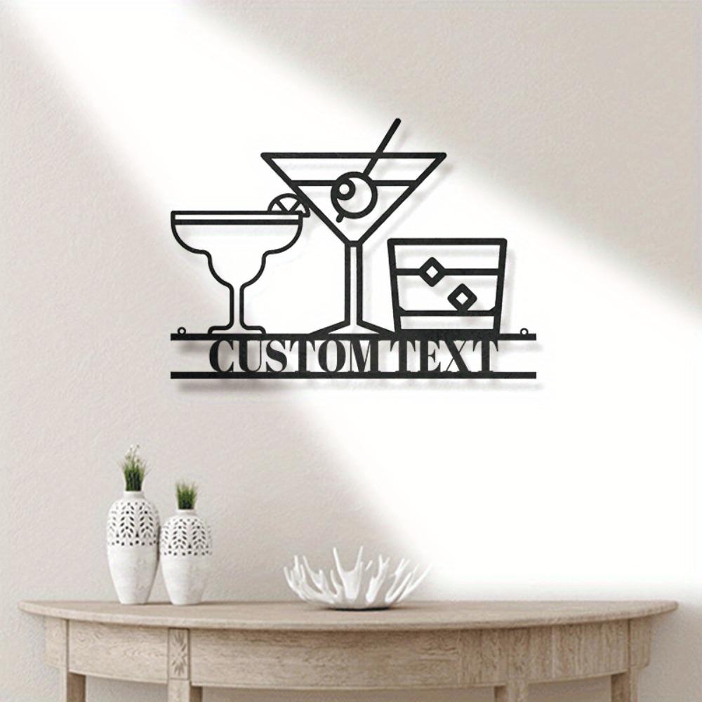 Personalized Metal Wall Art Bar Name Sign Home Decor Whiskey Cocktail Gift