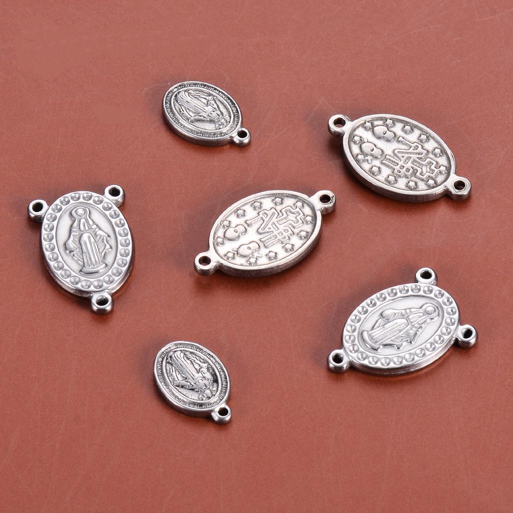 5pcs/lot Fashion Catholic Christian Virgin Mary Stainless Steel Jesus Charm For Jewelry Connectors Making Religious Accessories